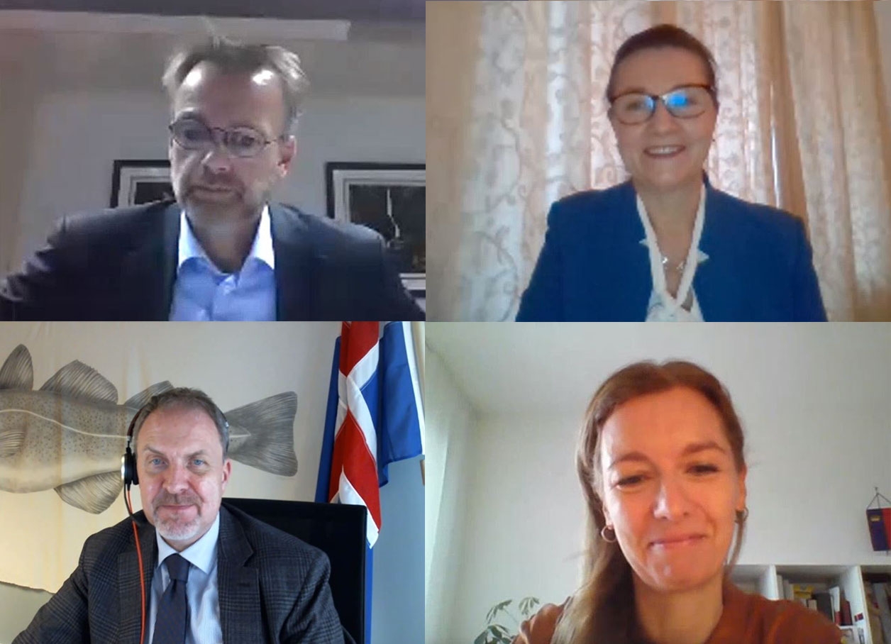 Clockwise from top left: Per Strand Sjaastad, Clara Ganslandt, Head of Western Division at the EEAS and EU Chair in the Joint Committee, Chair Sabine Monauni, Head of Liechtenstein's Mission to the EU, and Kristján Andri Stefánsson, Head of Iceland's Mission to the EU. Clockwise from top left: Per Strand Sjaastad, Clara Ganslandt, Head of Western Division at the EEAS and EU Chair in the Joint Committee, Chair Sabine Monauni, Head of Liechtenstein's Mission to the EU, and Kristján Andri Stefánsson, Head of Iceland's Mission to the EU.