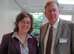 Member of Cabinet of Research, Innovation and Science Marion Dewar and CEO & Editor in ScienceBusiness and meeting organiser Richard Hudson.
