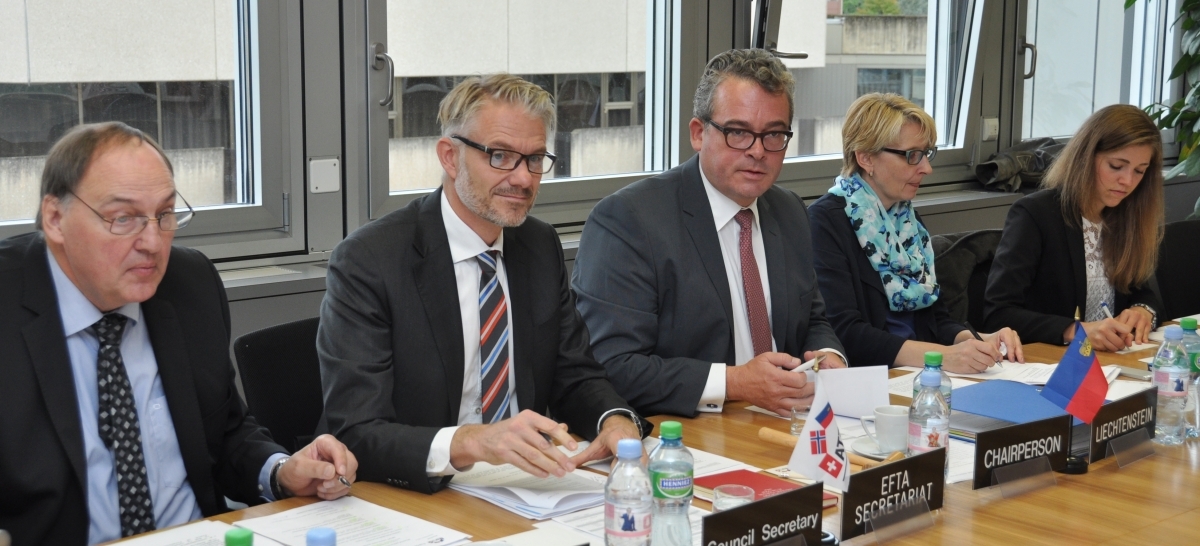Secretary-General Mr Kristinn F. Árnason and Director of the Secretary-General’s Office, Mr Adalsteinn Leifsson, conducted the seventh meeting of the EFTA Council. The meeting was chaired by Liechtenstein Ambassador Mr Peter Matt.