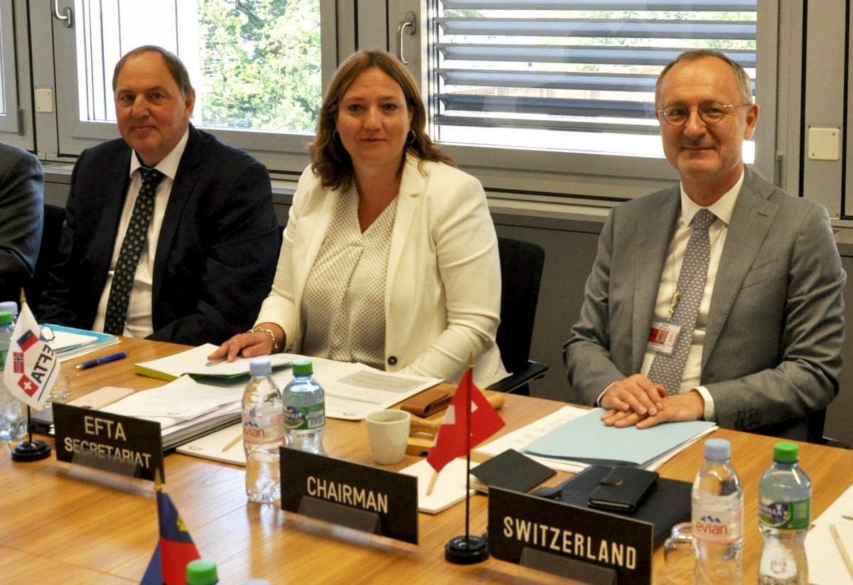 From left: Kristinn F. Árnason, EFTA Secretary-General, Ylva Bie, Senior Legal Adviser, Didier Chambovey, Ambassador and Permanent Representative of Switzerland to EFTA, Chair of the EFTA Council.