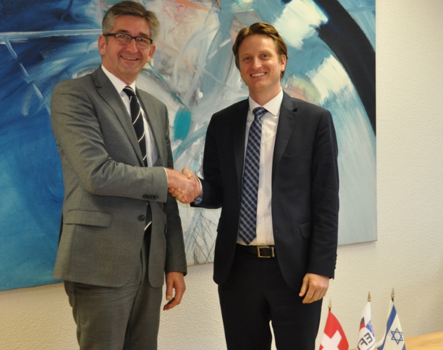 Swiss Ambassador Markus Schlagenhof and director Daniel Kolbar.