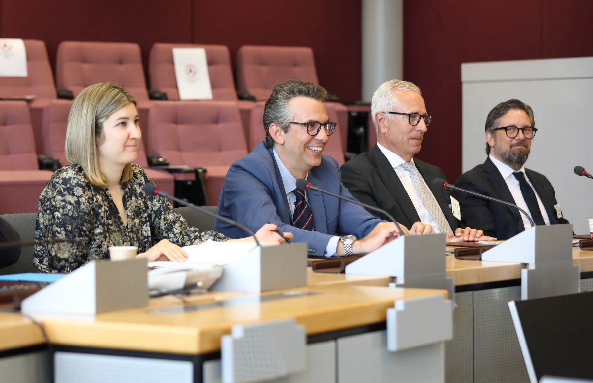 From left: Alina Brunhart, Mission of Liechtenstein to the EU, Pascal Schafhauser, Ambassador of Liechtenstein to the EU (EEA EFTA Chair), Henri Gétaz, EFTA Secretary-General, Andri Lúthersson, EFTA Deputy Secretary-General.