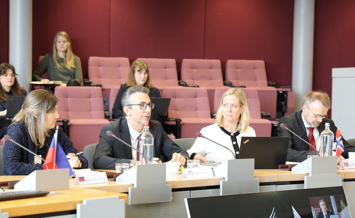  Liechtenstein’s Ambassador to the EU Pascal Schafhauser co-chairing the Joint Committee meeting on behalf of the EEA EFTA States