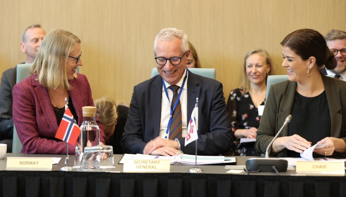 Anniken Huitfeldt - Norwegian Minister of Foreign Affairs, Henri Gétaz - EFTA Secretary-General,  Þórdís Kolbrún Reykfjörð Gylfadóttir - Icelandic Minister for Foreign Affairs and Ministerial Chair of the Standing Committee of the EFTA States