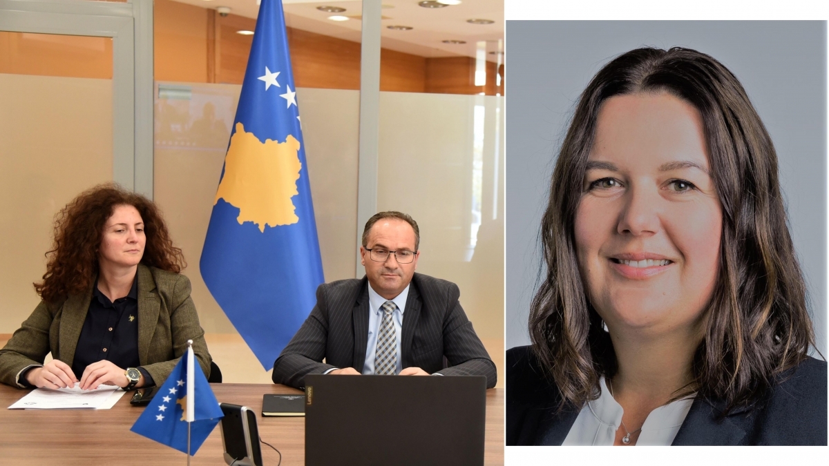 Minister of Trade and Industry, Mr Vesel Krasniqi, together with Head of Free Trade Department, Ms Sytrime Dervisholli, Kosovo. Ms Karin Büchel, Head of Free Trade Agreements at the State Secretariat for Economic Affairs, Switzerland. Photo by Kosovo Ministry of Trade and Industry
