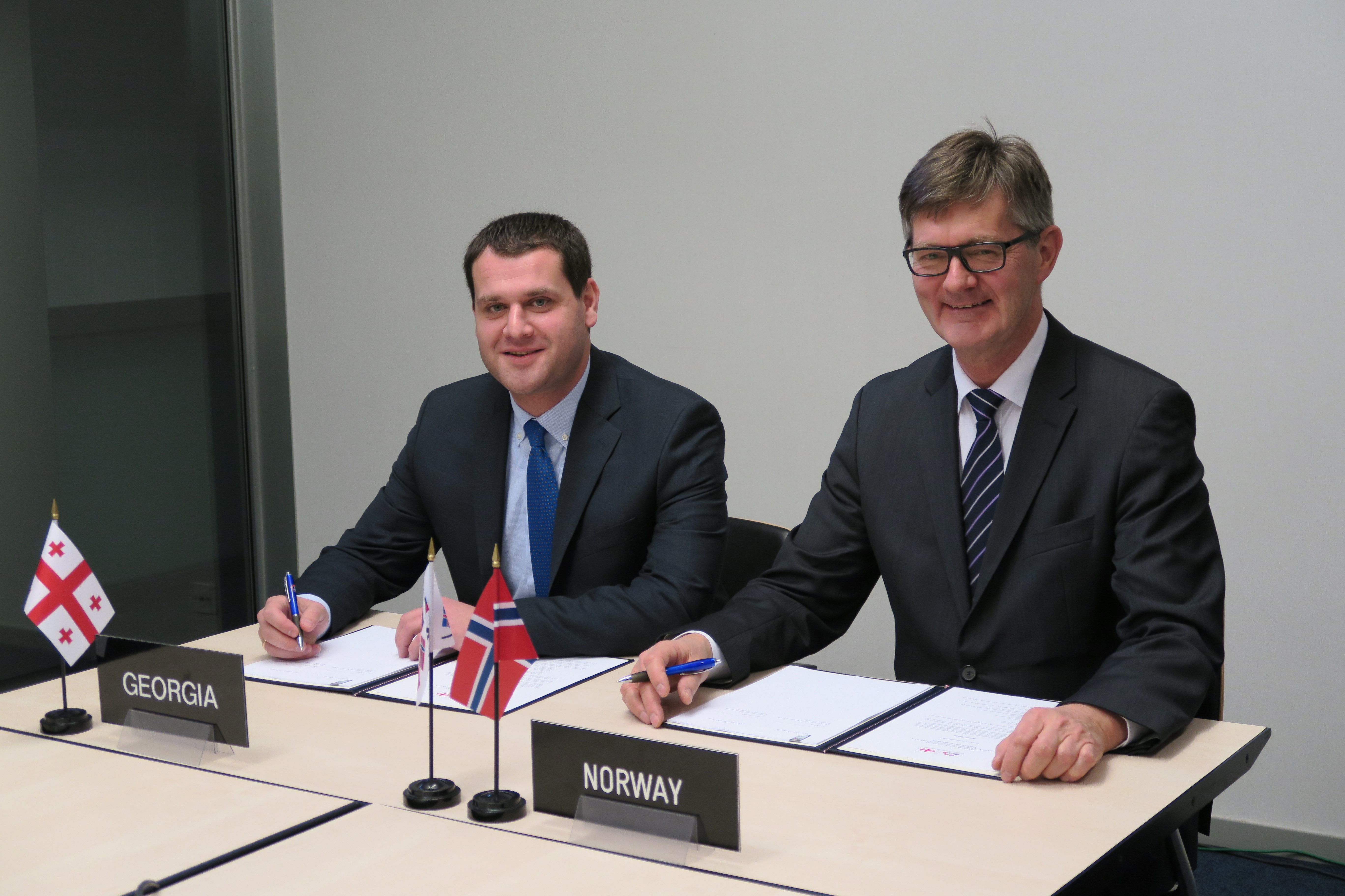 Mr Genadi Arveladze, Deputy Minister of Economy and Sustainable Development, Head of the Georgian delegation, and Mr Jan Farberg, Director-General of the Ministry of Trade, Industry and Fisheries of Norway, EFTA Spokesperson